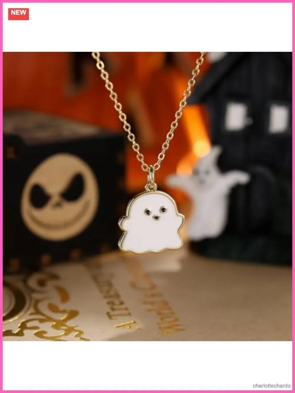 14K Gold Plated Ghost Pendant Necklace Halloween Cute